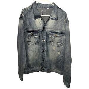 Agile Denim Mens Jean Jacket Light Blue Wash Pockets 2XL